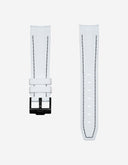 Curved Vertech Rubber Strap - White & Black Stitches - OM Luxury