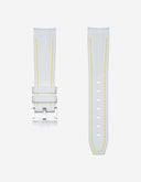Curved Vertech Rubber Strap - White & Yellow Stitches - OM Luxury